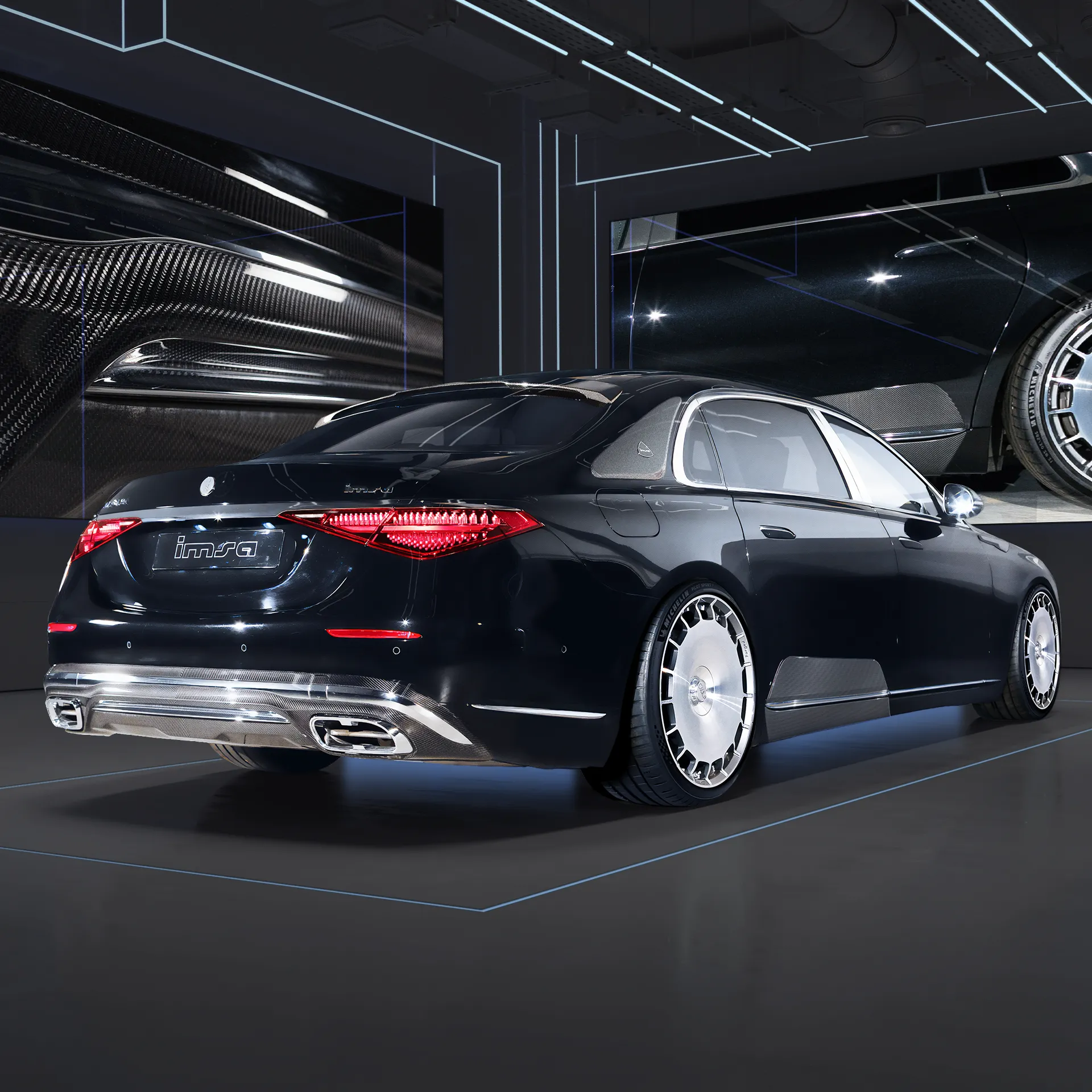 IMSA Presence Class auf Basis des Mercedes-Maybach W223 in der Gesamtansicht von hinten